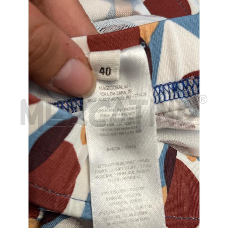 COMPLETO DONNA MALIPARMI FANTASIA CELESTE MARRONE CANOTTA E PANTALONE  | Mercatino dell'Usato Teramo 4