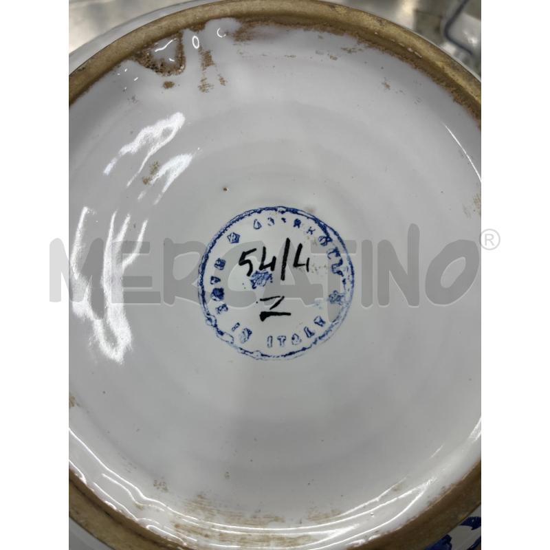 CONCA CERAMICA CASTELLI FIORE BIANCO BLU EFFETTO ANTICHIZZATO | Mercatino dell'Usato Teramo 2