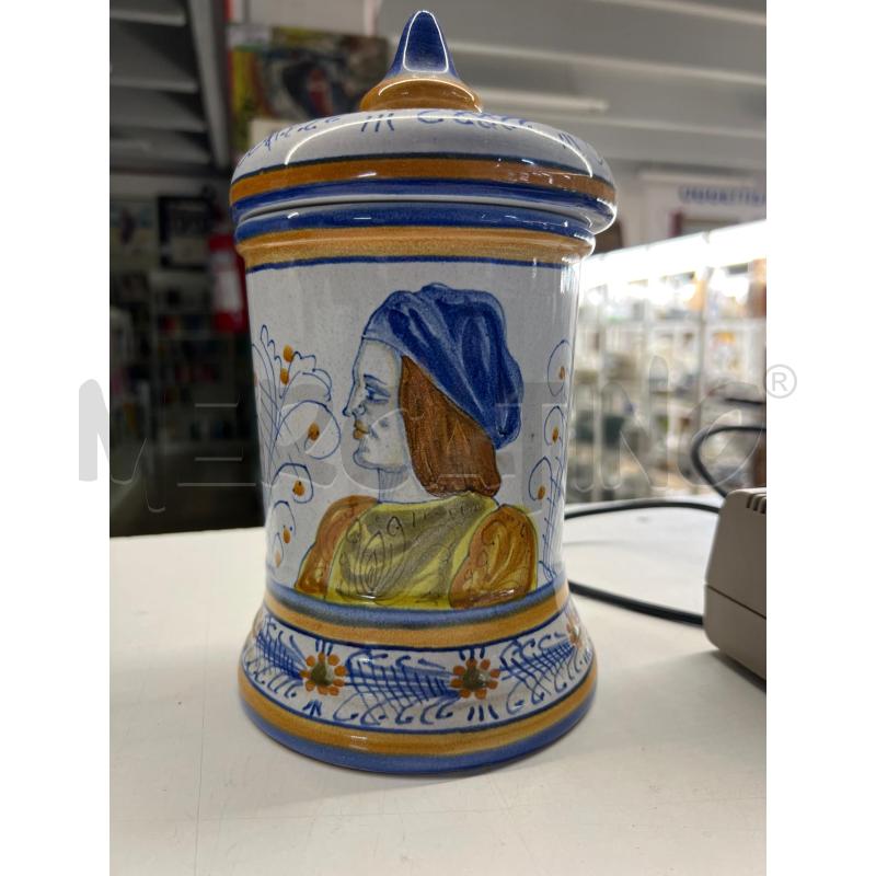 CONTENITORE CERAMICA CASTELLI STILE ORSINI COLONNA VOLTO BLU GIAL | Mercatino dell'Usato Teramo 1