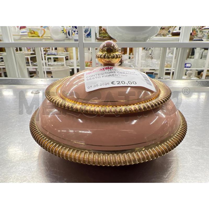 CONTENITORE CERAMICA SESTO FIORENTINO TONI ROSA FINITURE DORATE | Mercatino dell'Usato Teramo 1