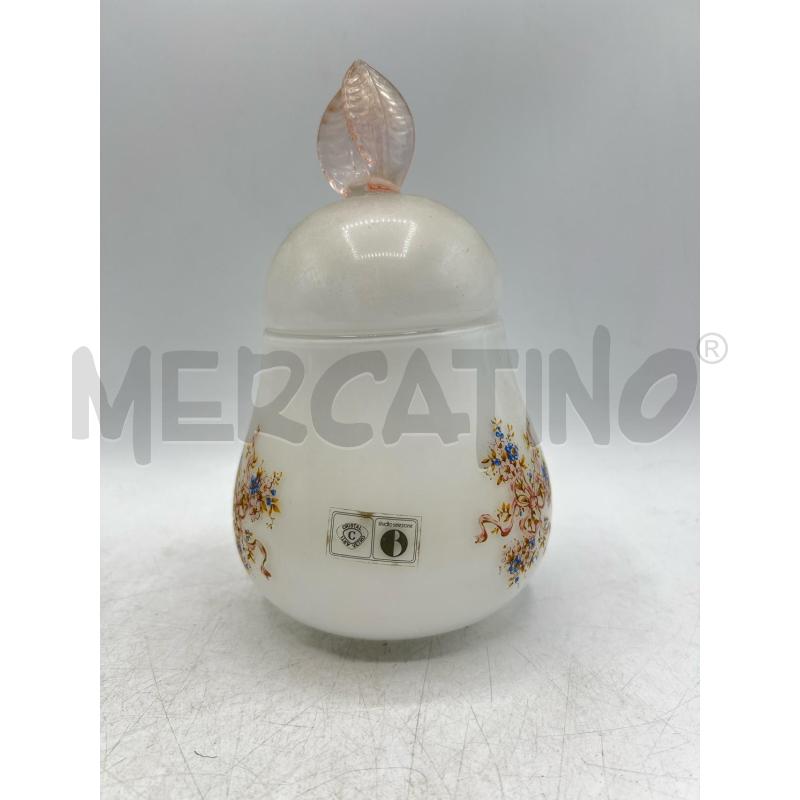 CONTENITORE VETRO SATINATO BIANCO DECORAZIONE FLORALE TAPPO FOGLIA ROSA STUDIO SELEZIONE | Mercatino dell'Usato Teramo 2
