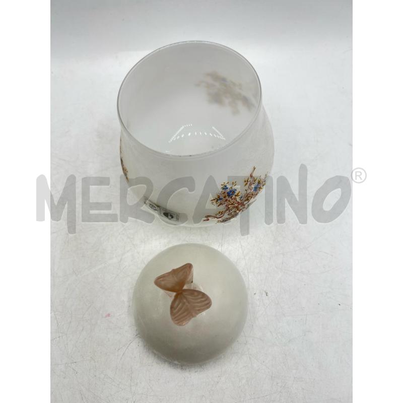 CONTENITORE VETRO SATINATO BIANCO DECORAZIONE FLORALE TAPPO FOGLIA ROSA STUDIO SELEZIONE | Mercatino dell'Usato Teramo 3