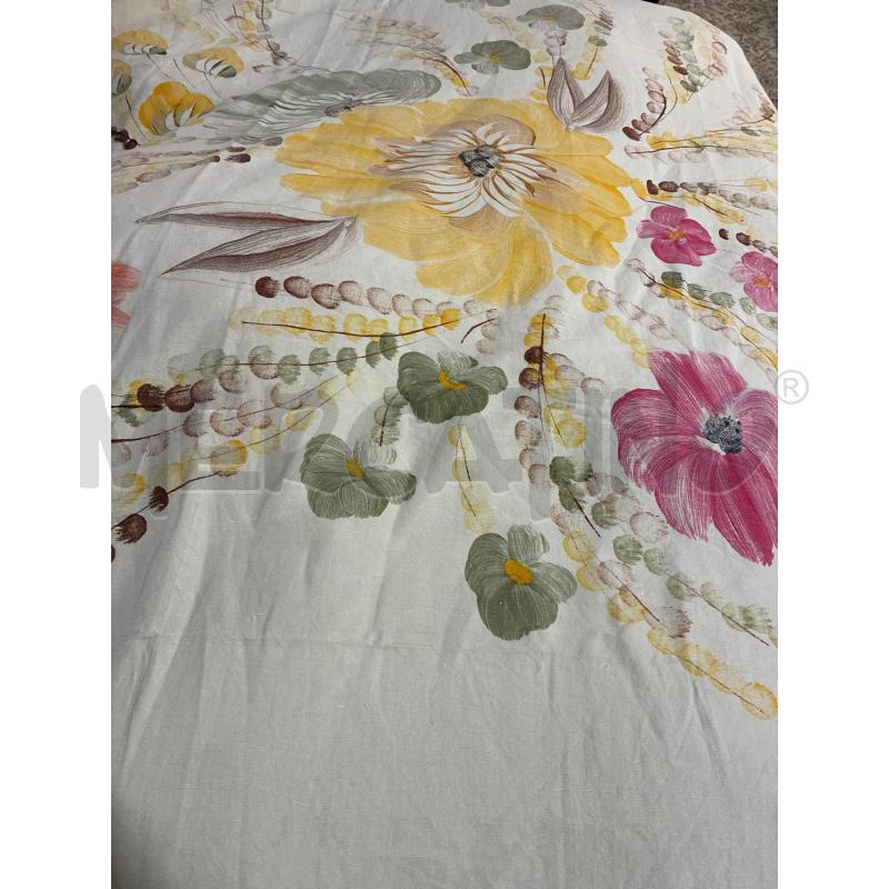 COPERTA MATRIMONIALE BEIGE DI COTONE FIORI GIALLI SMERLO GIALLO | Mercatino dell'Usato Teramo 3