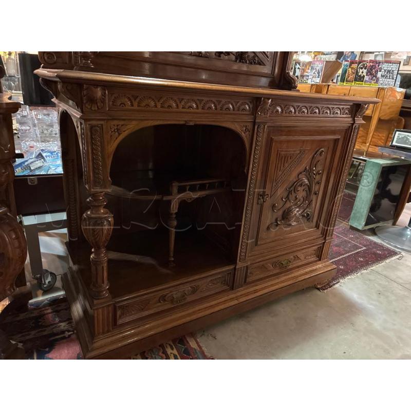 CREDENZA D'EPOCA CON PIATTAIA LEGNO INTAGLIATO 1SPORT.+2CASSETTI | Mercatino dell'Usato Teramo 3