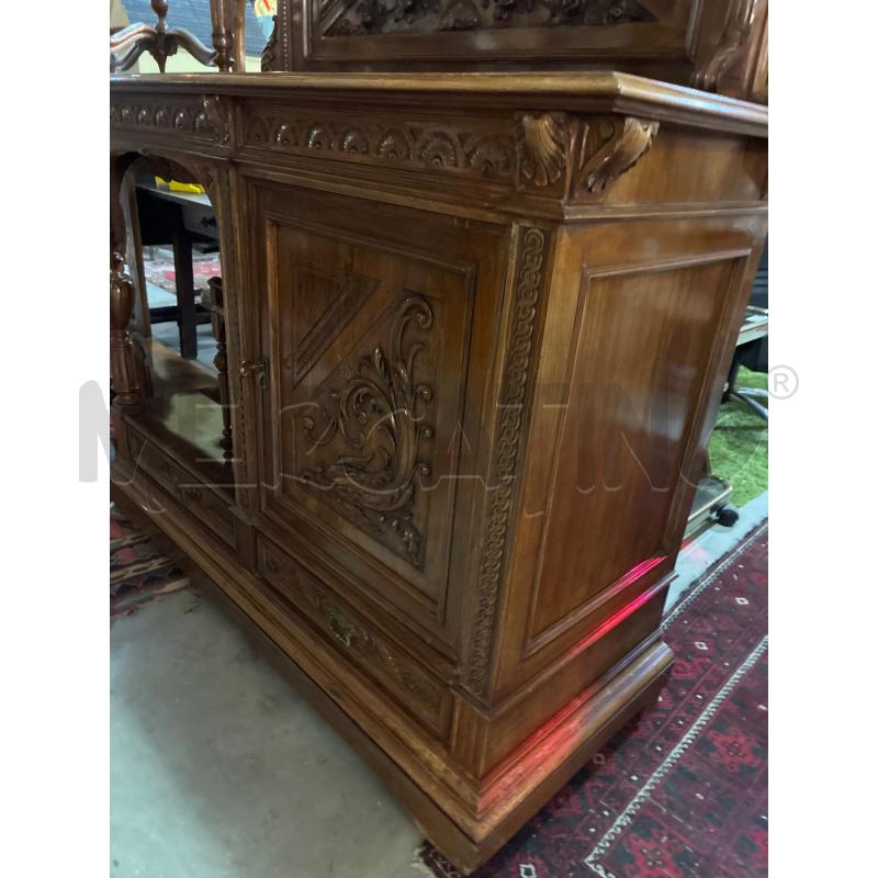 CREDENZA D'EPOCA CON PIATTAIA LEGNO INTAGLIATO 1SPORT.+2CASSETTI | Mercatino dell'Usato Teramo 5