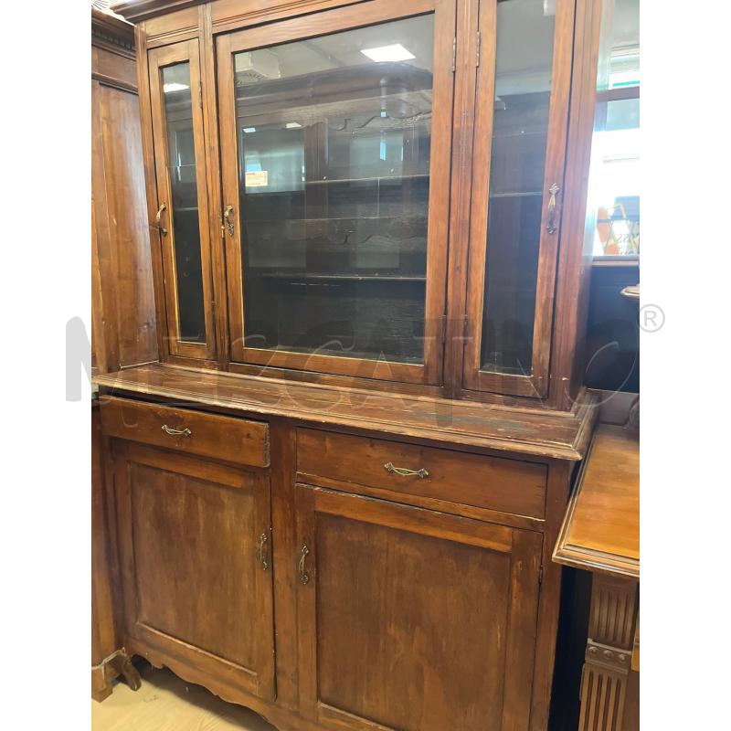 CREDENZA LEGNO DOPPIOCORPO VETRINETA SOPRA C NOCE | Mercatino dell'Usato Teramo 1