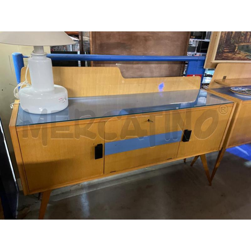 CREDENZA SIDEBOARD ANNI 50 MODERNARIATO 3SPORT.RIGHE E TOP AZZURRO | Mercatino dell'Usato Teramo 1