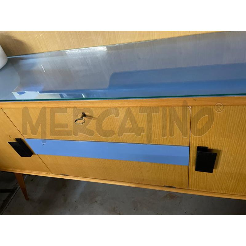 CREDENZA SIDEBOARD ANNI 50 MODERNARIATO 3SPORT.RIGHE E TOP AZZURRO | Mercatino dell'Usato Teramo 3