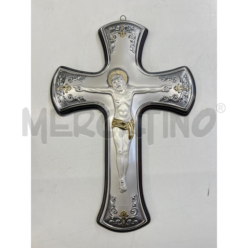 CROCIFISSO IN LEGNO LAMINATO SILVER 9 RAFFIGUARAZIONE CRISTO | Mercatino dell'Usato Teramo 1