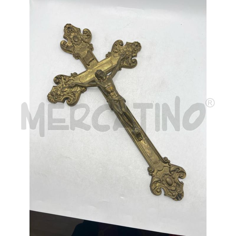 CROCIFISSO VECCHIO EPOCA IN OTTONE PIENO 51X27CM | Mercatino dell'Usato Teramo 1