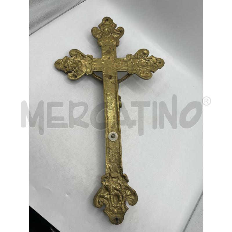 CROCIFISSO VECCHIO EPOCA IN OTTONE PIENO 51X27CM | Mercatino dell'Usato Teramo 2