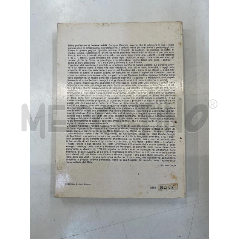 DIARIO INEDITO SADE RIZZOLI1973 PRIMA EDIZIONE | Mercatino dell'Usato Teramo 4