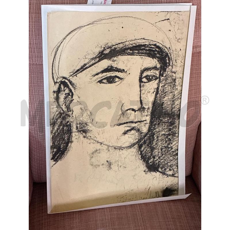 DISEGNO AMILCARE RAMBELLI 51 VOLTO UOMO TECNICA MISTA SU CARTA | Mercatino dell'Usato Teramo 1