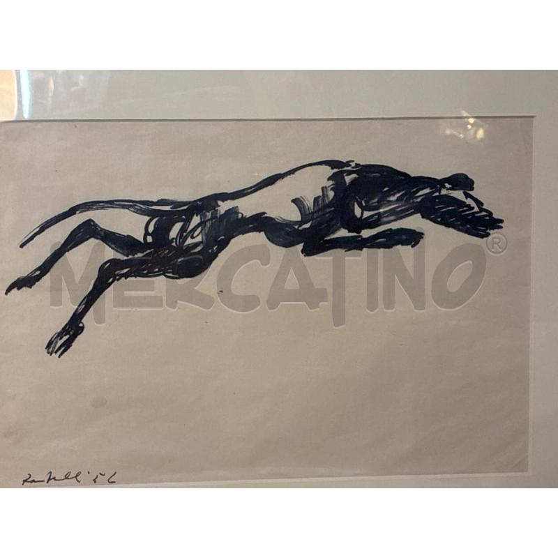 DISEGNO AMILCARE RAMBELLI 56 CANE TECNICA MISTA SU CARTA CORN.DORATA | Mercatino dell'Usato Teramo 3