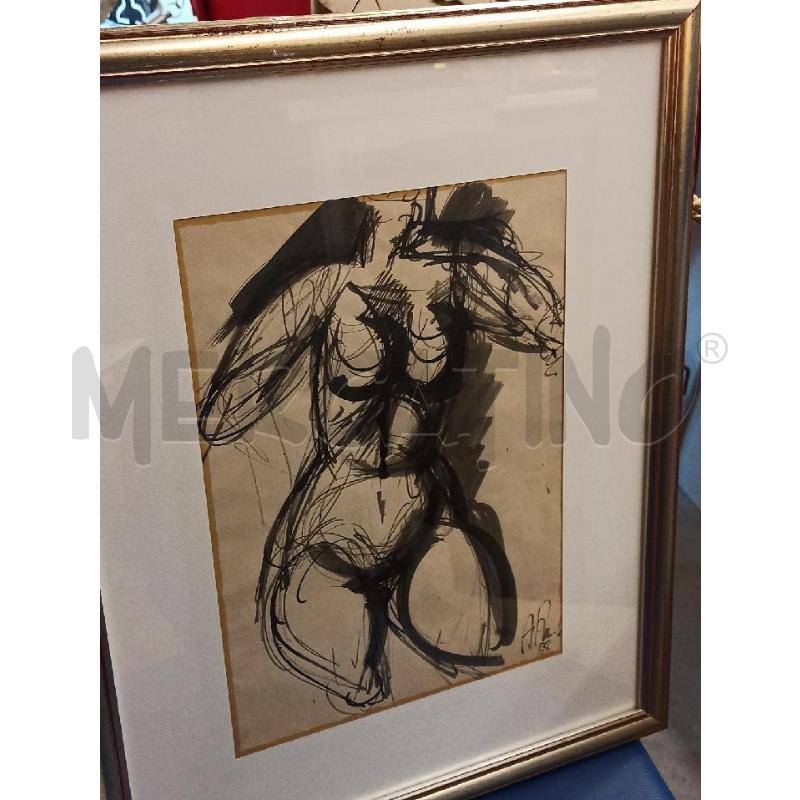 DISEGNO AMILCARE RAMBELLI 58 NUDO DONNA TECNICA MISTA SU CARTA FIRMATA CORN.ARGENTATA | Mercatino dell'Usato Teramo 1