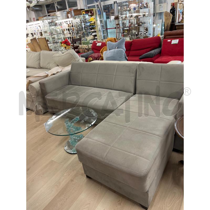 DIVANO LETTO ANGOLARE GRIGIO T STOFFA MODERNO CONTENITORE PENISOLA | Mercatino dell'Usato Teramo 1