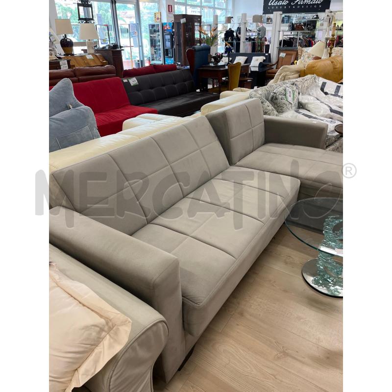 DIVANO LETTO ANGOLARE GRIGIO T STOFFA MODERNO CONTENITORE PENISOLA | Mercatino dell'Usato Teramo 2
