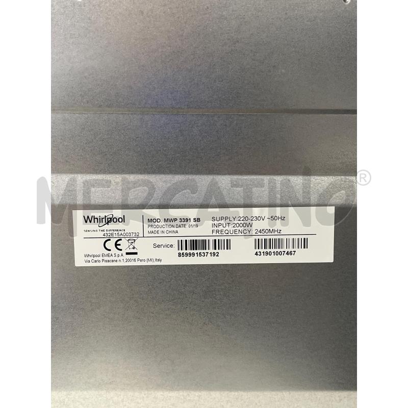 FORNO MICROONDE WHIRLPOOL MOD MWP 3391 SB | Mercatino dell'Usato Teramo 4