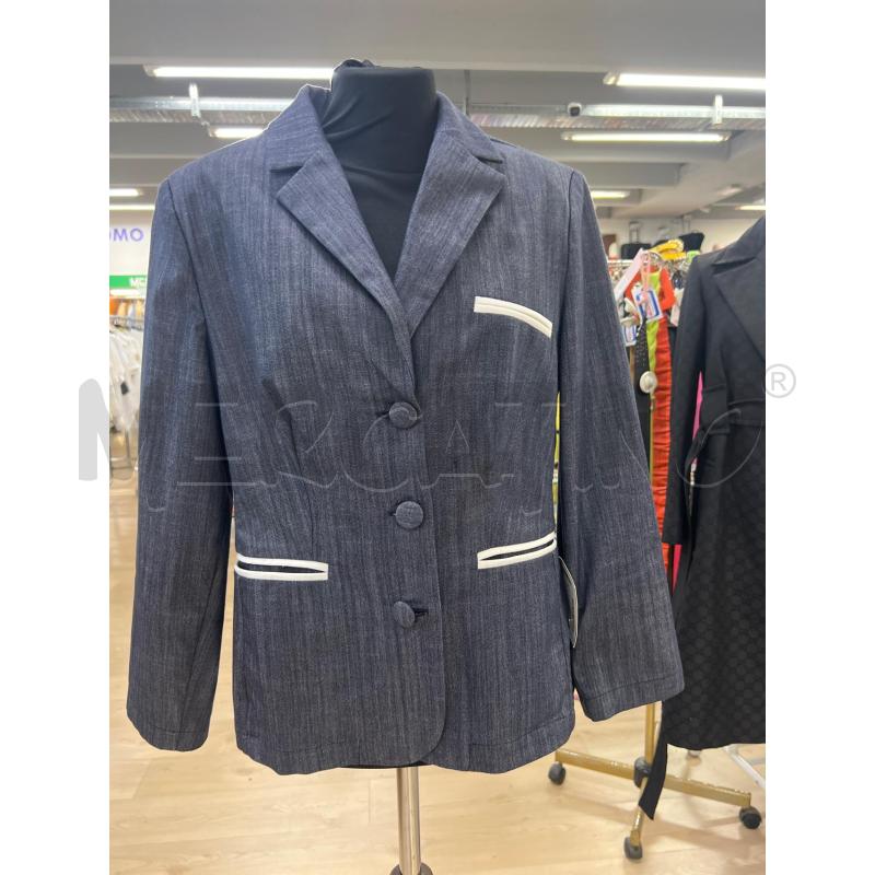 GIACCA DONNA ALBACHIARA BLU JEANS BORDI TASCHE BIANCHE | Mercatino dell'Usato Teramo 1