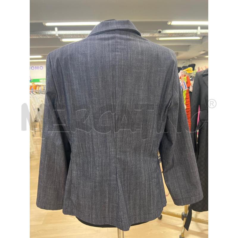 GIACCA DONNA ALBACHIARA BLU JEANS BORDI TASCHE BIANCHE | Mercatino dell'Usato Teramo 2