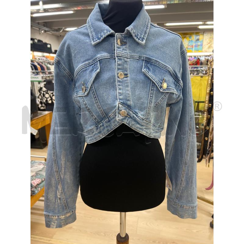 GIACCA DONNA DI JEANS CHIARO BRILLANTINATO TAGLIO CORTO | Mercatino dell'Usato Teramo 1