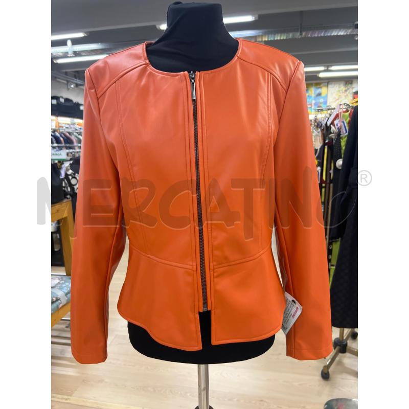 GIACCA DONNA ONLY ARANCIONE SIMIL PELLE ZIP CENTRALE  | Mercatino dell'Usato Teramo 1