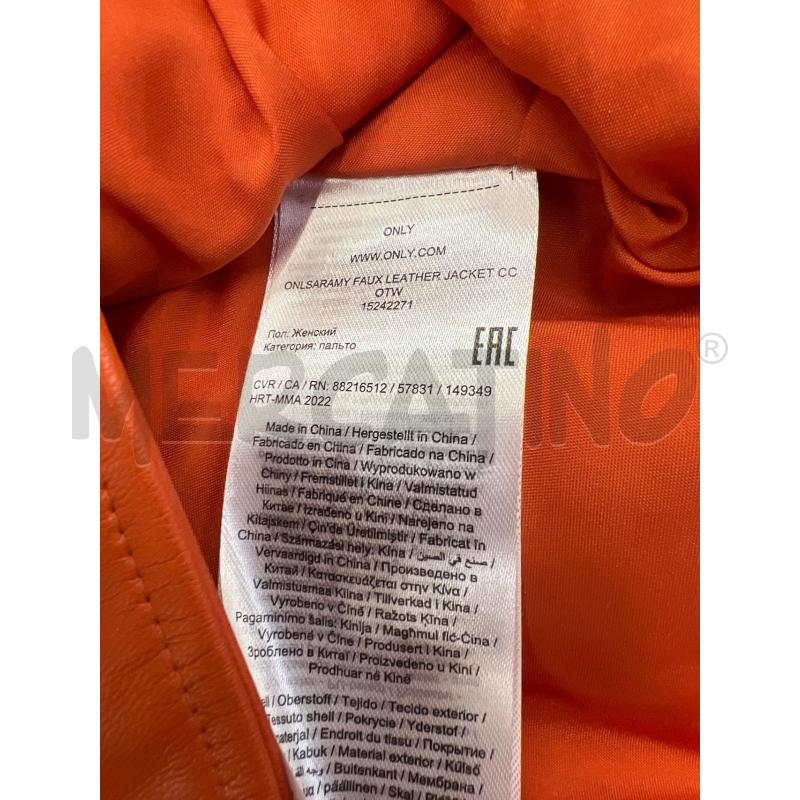 GIACCA DONNA ONLY ARANCIONE SIMIL PELLE ZIP CENTRALE  | Mercatino dell'Usato Teramo 4