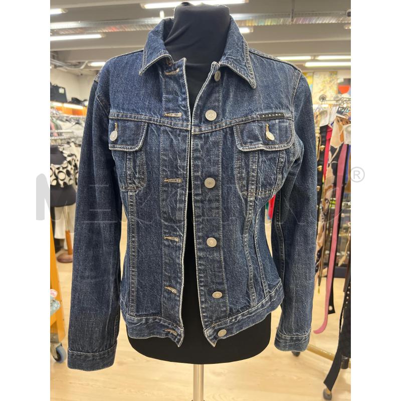 GIACCA DONNA SISLEY BLU JEANS SCRITTA TASCHINO | Mercatino dell'Usato Teramo 1