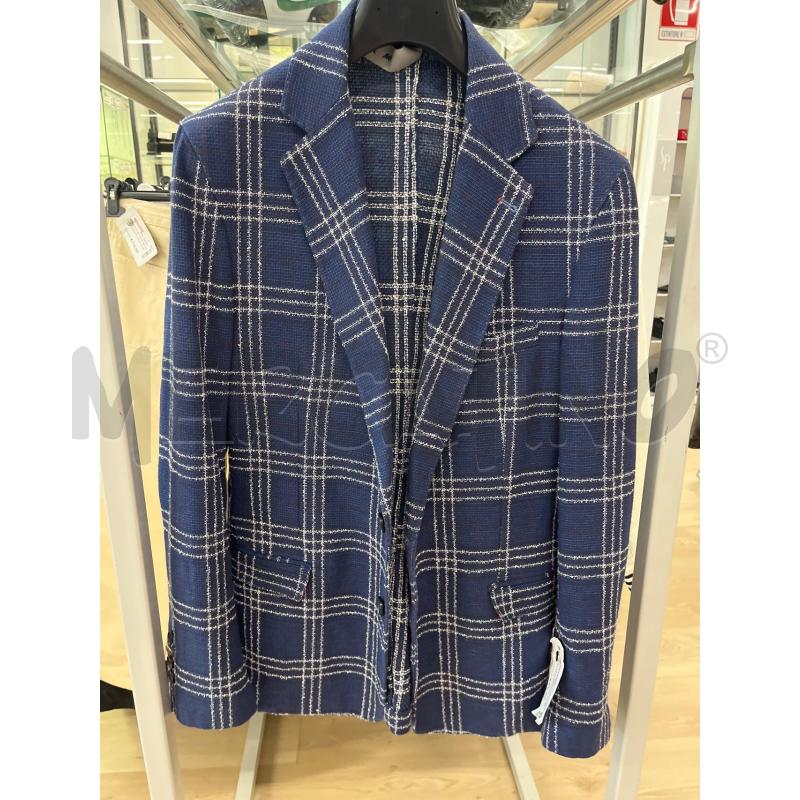 GIACCA UOMO MULISH BLU QUADRI BORDI BIANCHI  | Mercatino dell'Usato Teramo 1
