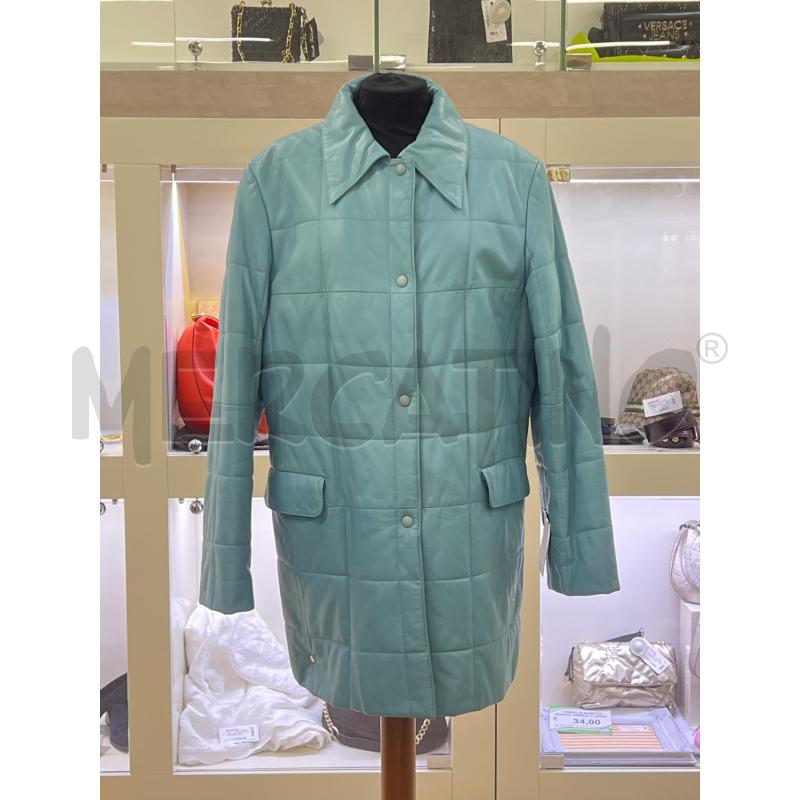 GIACCONE DONNA GREEN HILLS CELESTE VERA PELLE IMBOTTITO TRAPUNTATO | Mercatino dell'Usato Teramo 1
