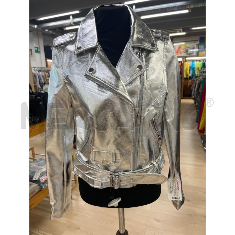 GIUBBINO DONNA ARGENTATO METALLIZZATO SIMIL PELLE ZIP ARGENTATA | Mercatino dell'Usato Teramo 1