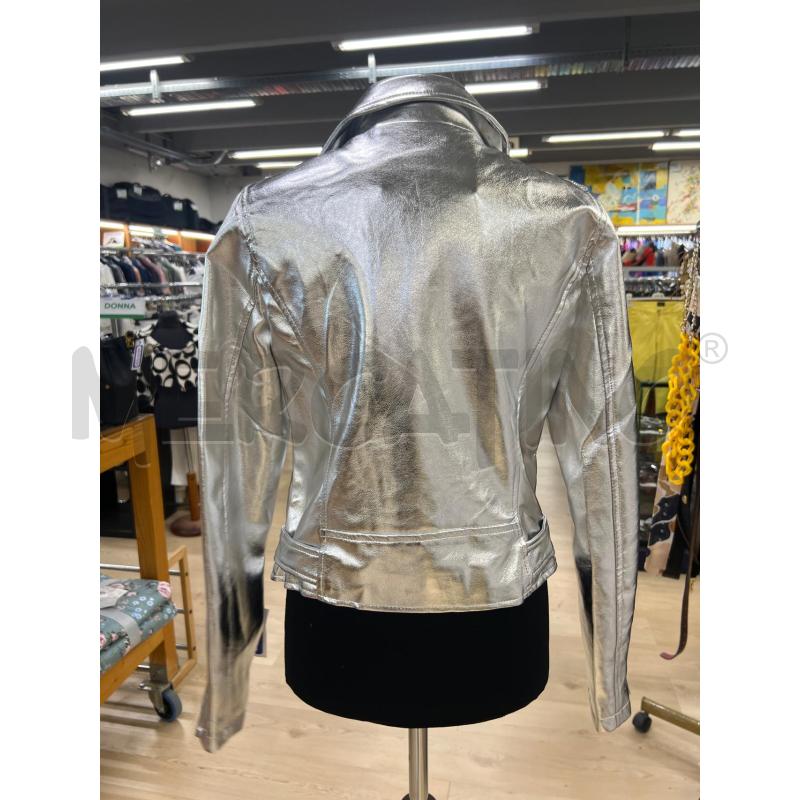GIUBBINO DONNA ARGENTATO METALLIZZATO SIMIL PELLE ZIP ARGENTATA | Mercatino dell'Usato Teramo 2