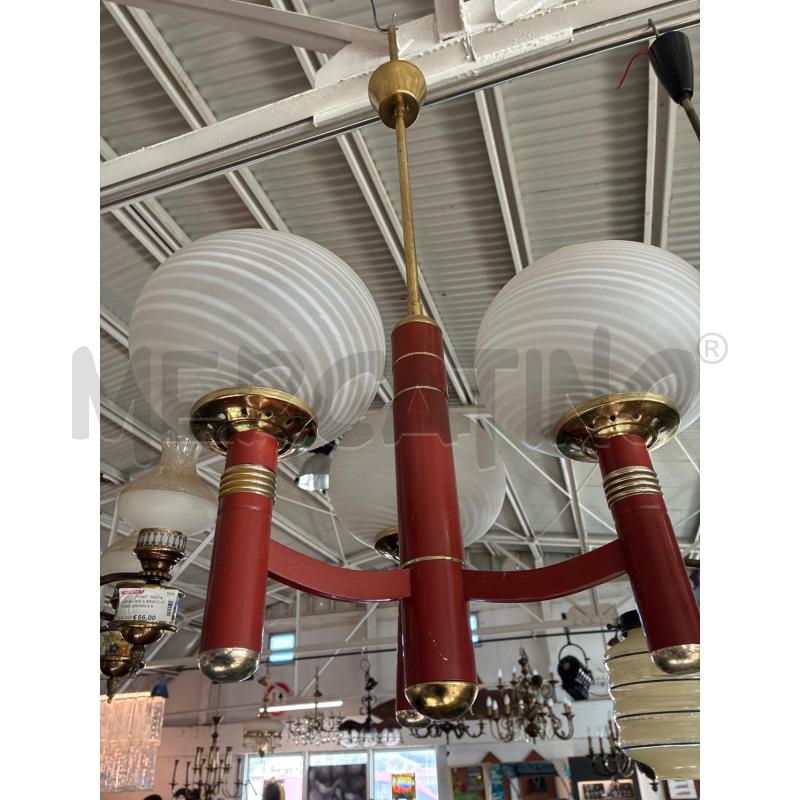 LAMPADARIO 3 COPPE SFERE CON BASE FERRO ROSSA | Mercatino dell'Usato Teramo 1
