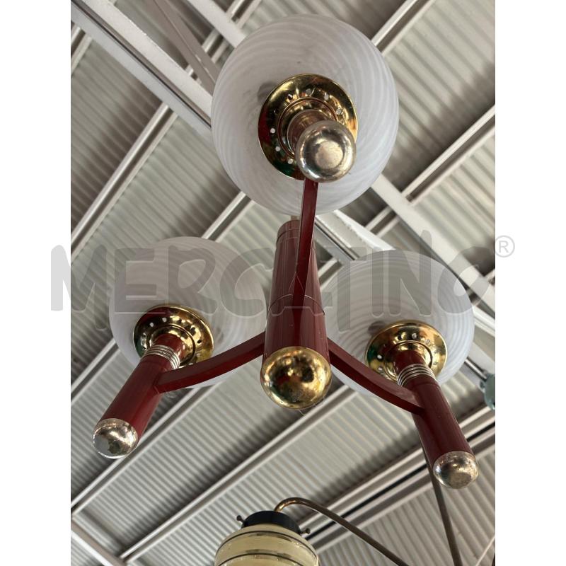 LAMPADARIO 3 COPPE SFERE CON BASE FERRO ROSSA | Mercatino dell'Usato Teramo 2