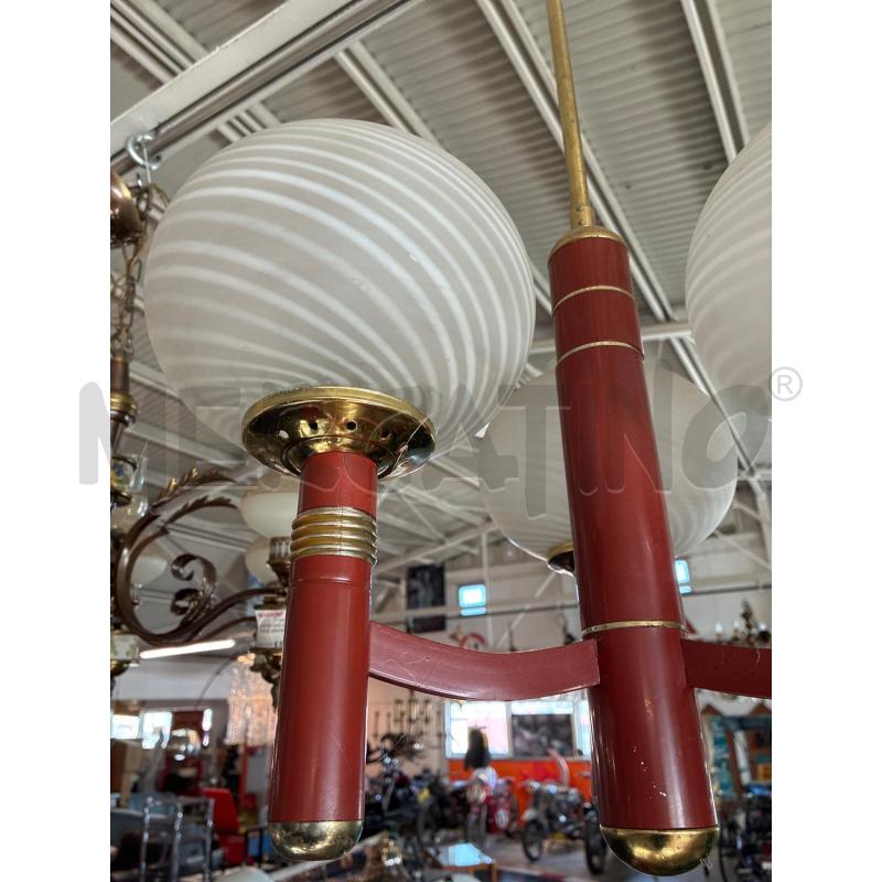 LAMPADARIO 3 COPPE SFERE CON BASE FERRO ROSSA | Mercatino dell'Usato Teramo 3