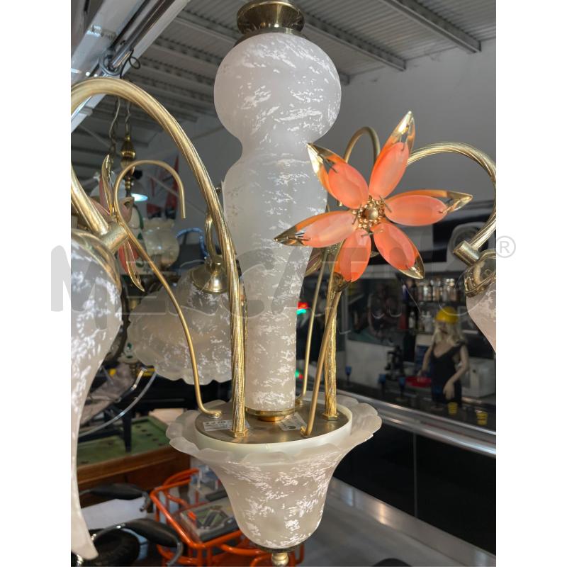 LAMPADARIO 3 LUCI COPPA VETRO E METALLO DORATO FIORE | Mercatino dell'Usato Teramo 4