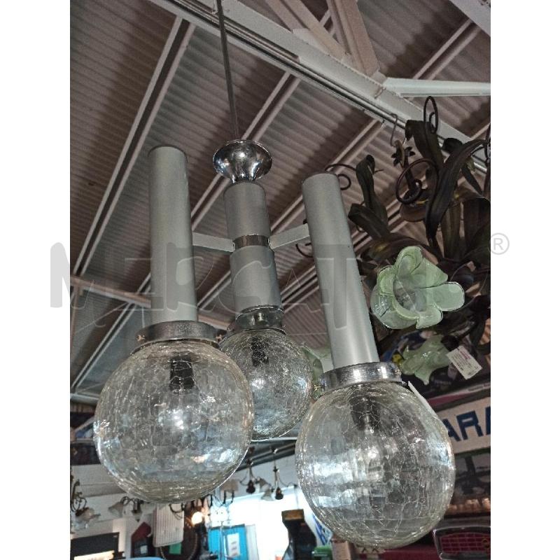 LAMPADARIO 3 LUCI VINTAGE DESIGN 3 SFERE VETRO CRACKLE  | Mercatino dell'Usato Teramo 2