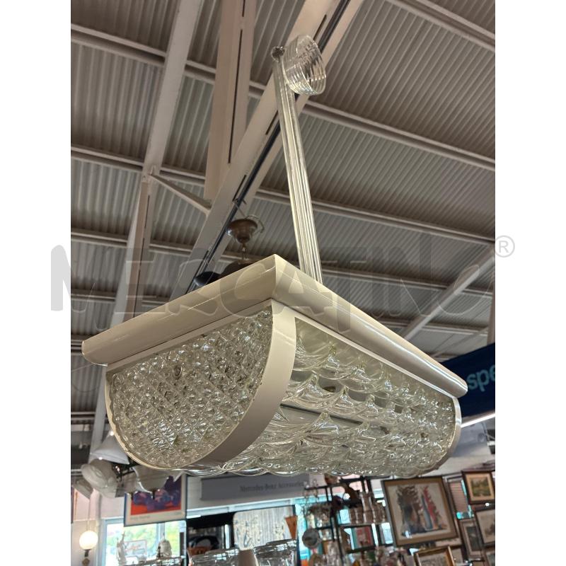 LAMPADARIO ANNI 50 IN TUBI VETRO TORCIGLIONI METALLO BIANCO | Mercatino dell'Usato Teramo 1