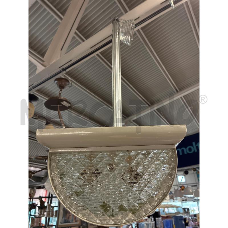 LAMPADARIO ANNI 50 IN TUBI VETRO TORCIGLIONI METALLO BIANCO | Mercatino dell'Usato Teramo 3