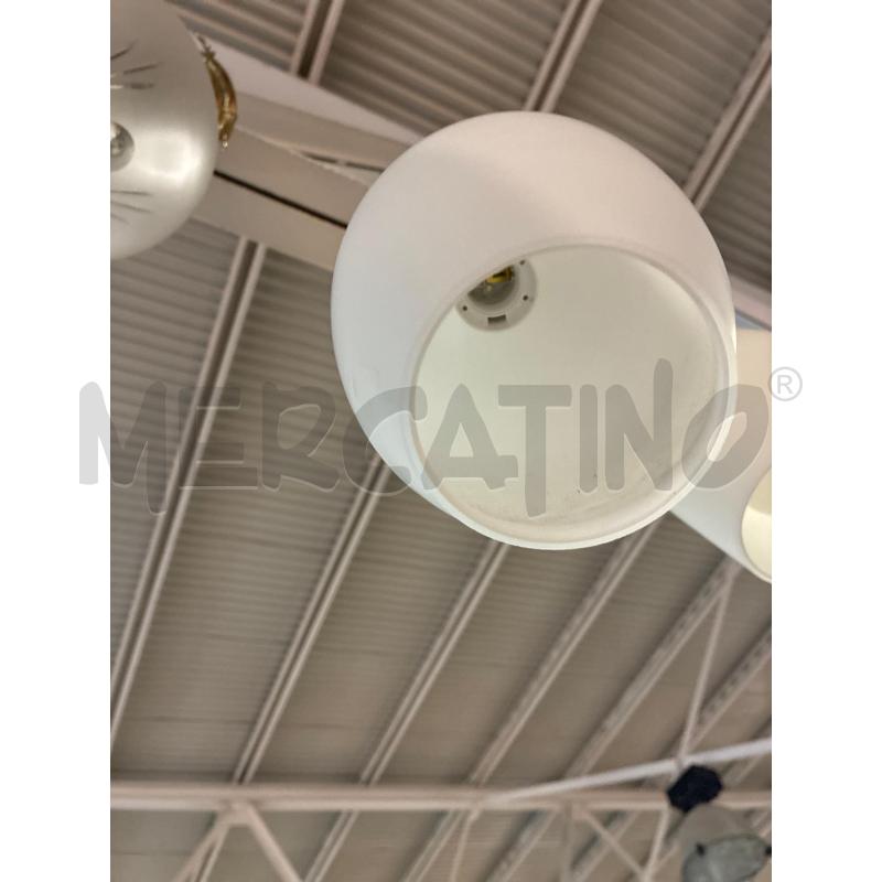 LAMPADARIO ANNI 50 VETRO OPALINA BIANCA  | Mercatino dell'Usato Teramo 4
