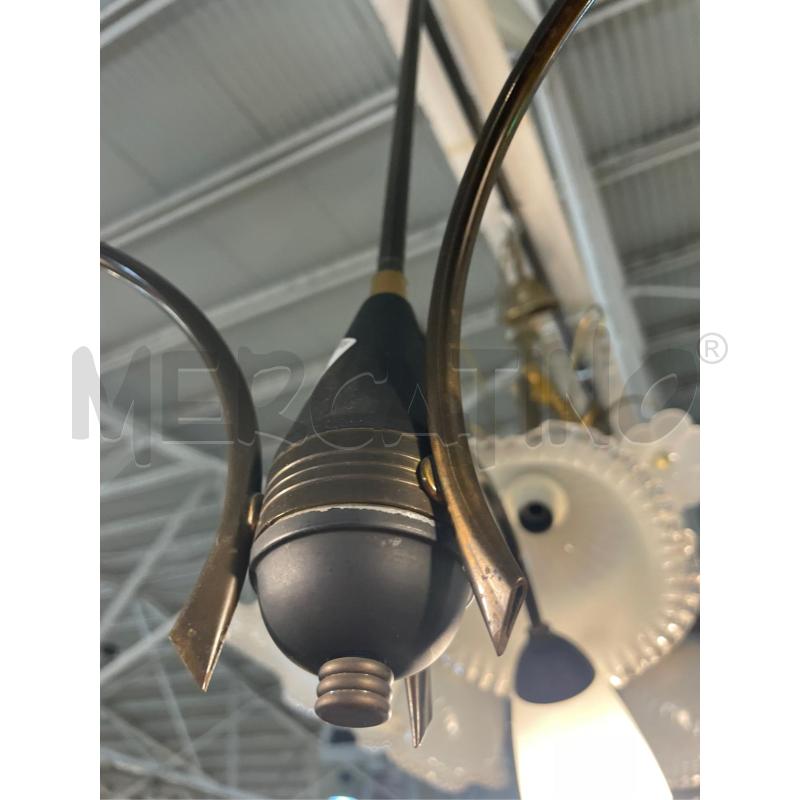 LAMPADARIO ANNI 60 BRACCIA FERRO VETRO OPALINE 3 LUCI | Mercatino dell'Usato Teramo 4