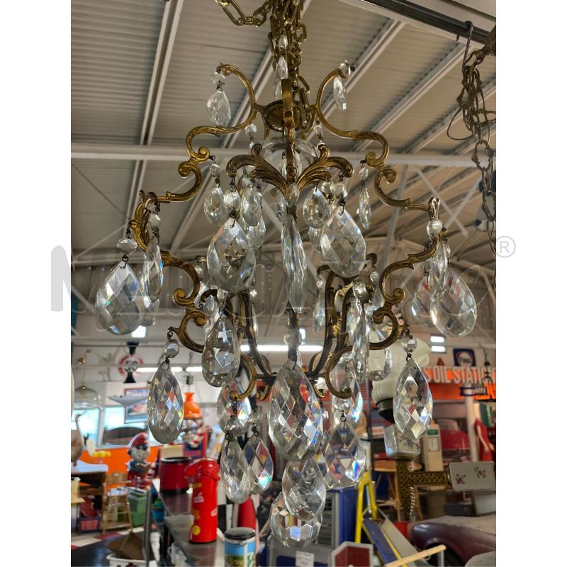 LAMPADARIO A GOCCE OTTONE CRISTALLI PENDENTI 1 LUCE | Mercatino dell'Usato Teramo 2