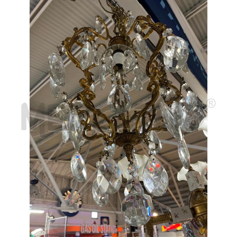 LAMPADARIO A GOCCE OTTONE CRISTALLI PENDENTI 1 LUCE | Mercatino dell'Usato Teramo 3