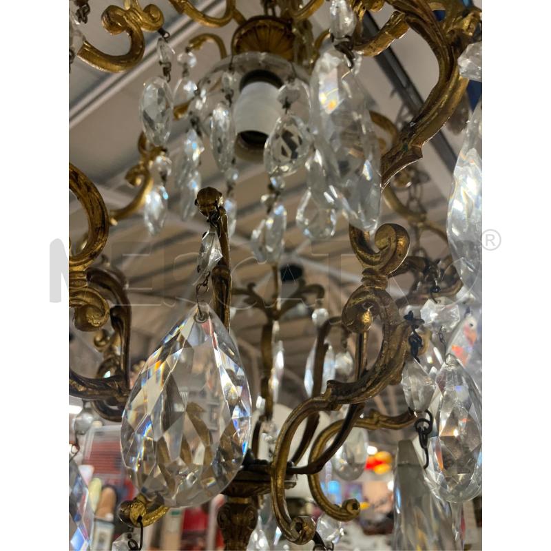LAMPADARIO A GOCCE OTTONE CRISTALLI PENDENTI 1 LUCE | Mercatino dell'Usato Teramo 4