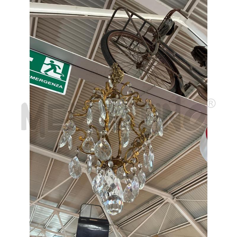 LAMPADARIO A GOCCE OTTONE CRISTALLI PENDENTI 1 LUCE | Mercatino dell'Usato Teramo 5
