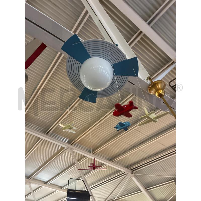 LAMPADARIO BIMBI 1 LUCE SUPPORTO LEGNO CON AEREI | Mercatino dell'Usato Teramo 1