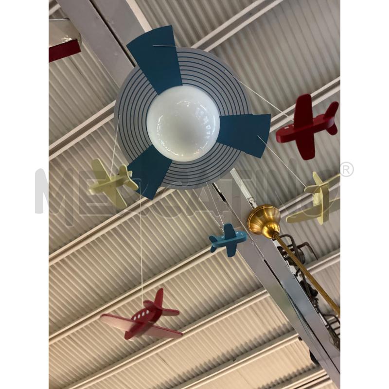 LAMPADARIO BIMBI 1 LUCE SUPPORTO LEGNO CON AEREI | Mercatino dell'Usato Teramo 2