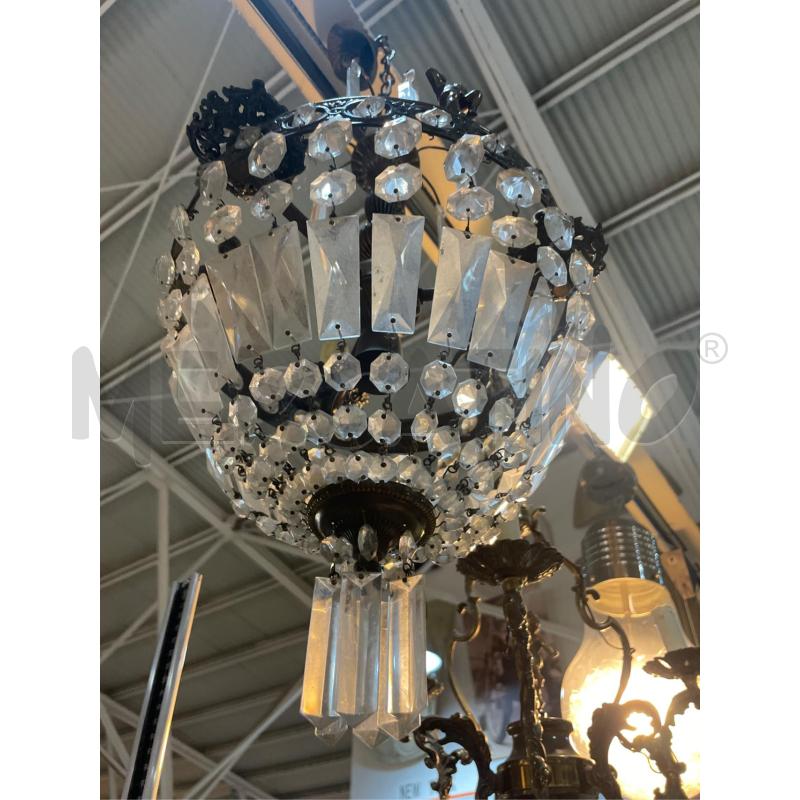 LAMPADARIO CRISTALLI OTTONE PUTTI 3 LUCI | Mercatino dell'Usato Teramo 4