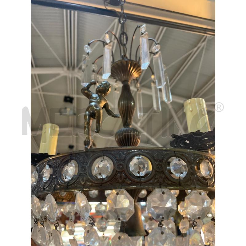 LAMPADARIO CRISTALLI OTTONE PUTTI 3 LUCI | Mercatino dell'Usato Teramo 5