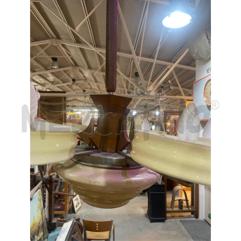 LAMPADARIO DECO'LEGNO  7 COPPE OPALINA  | Mercatino dell'Usato Teramo 3